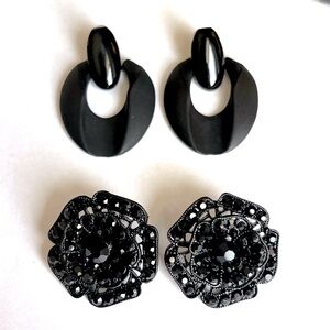 Two pairs of black post earrings